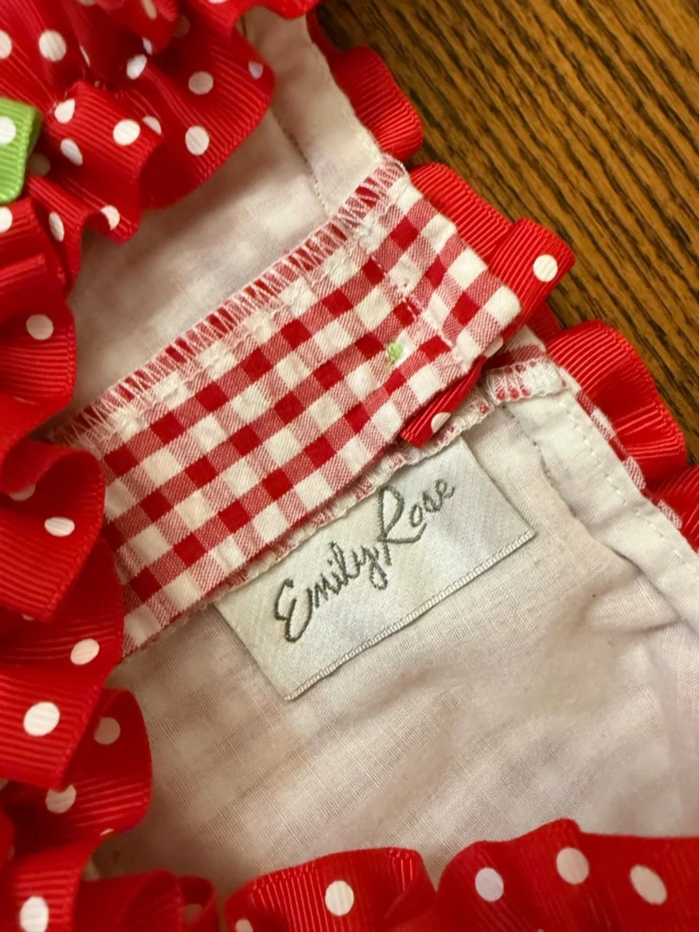 Emily Rose Toddler 4T Gingham Watermelon Appliqué Seersucker Dress Red White